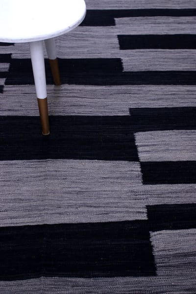 Grijs/Zwart Tapijt Laagpolig Handgeweven Wollen Vloerkleed - Koho Afghan Modern Kelim 228x163 - 228x163cm- Modern - Woonkamer - Salon - Slaapkamer - Eetkamer