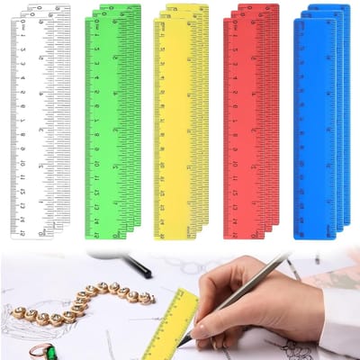 Set van 15 Kleurrijke Transparante Linialen van 15 cm met Inches - Meetinstrument voor Basisonderwijs en Kantoor, Perfect voor Kinderen en Studenten
