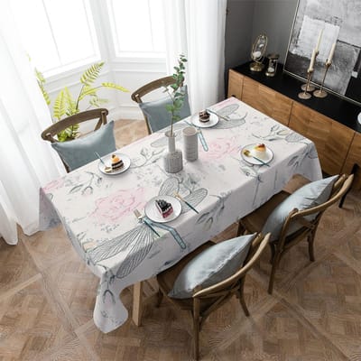 Libel Bloem Tafelkleed Vakantie Decor Waterdichte Rechthoekige Tafelkleden Bruiloft Decor Tafelkleed 4pcs 33x48 Table mat gray