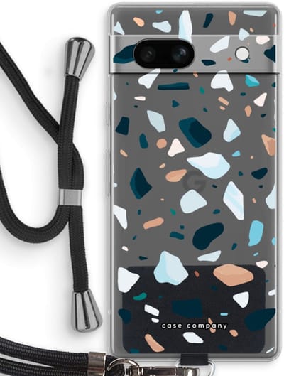 Case Company® - Hoesje met koord geschikt voor Google Pixel 7A hoesje met Koord - Terrazzo N°13 - Telefoonhoesje met Zwart Koord - Bescherming aan alle Kanten en Over de Schermrand