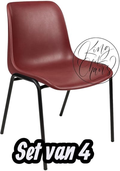 Kantinestoel Helene Bordeauxrood -set van 4- zwart onderstel kantinestoel stapelstoel kuipstoel vergaderstoel tuinstoel kantine stoel stapel stoel tuin stoel kantinestoelen stapelstoelen kuipstoelen arenastoel schoolstoel bezoekersstoel Everardo