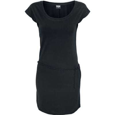 Urban Classics Mini-jurk - Ladies Slub Jersey Dress - XS tot 4XL - voor Vrouwen - zwart