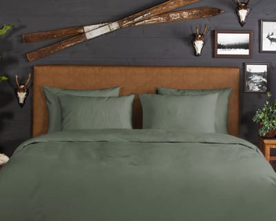 Good Morning dekbedovertrek effen kleur - 1 persoons 140x200/220 cm - Olijfgroen - 100% Katoen flanel