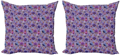 ABAKUHAUS Aster – Kussenhoes Set 2x40x40 cm – Dubbelzijdig bedrukt – Blauw/Violet/Magenta