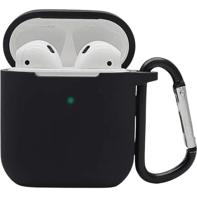 Mocaa AirPods 2 Siliconen Hoesje met Clip Zwart