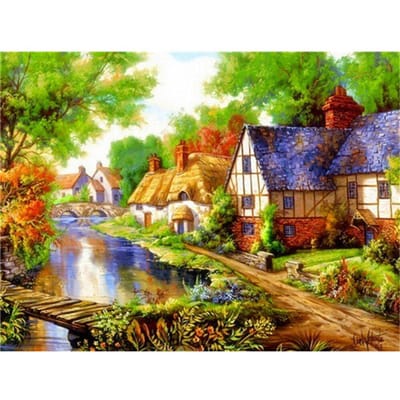 Diamant brodé plein affichage paysage diamant peinture paysage Lodge photos de strass 20X30CM yellow