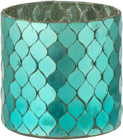 J-Line kaarshouder Cilinder Mozaïek - glas - azuurblauw