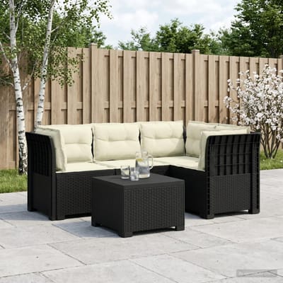 vidaXL - 4-Zitter - Tuin - Sofa - met - Kussens - Rattan - Look - PP - Antraciet