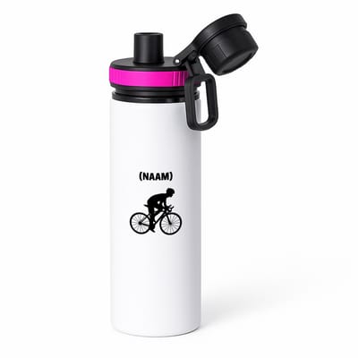 Hacebo® - Wielren met eigen naam waterfles met draaidop roze - Wielrennen - Wielrenner - Sport - water fles - 850ML