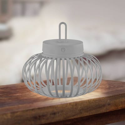 JUST LIGHT. GmbH JUST LIGHT. LED tafellamp Akuba grijs-beige 22cm bamboe