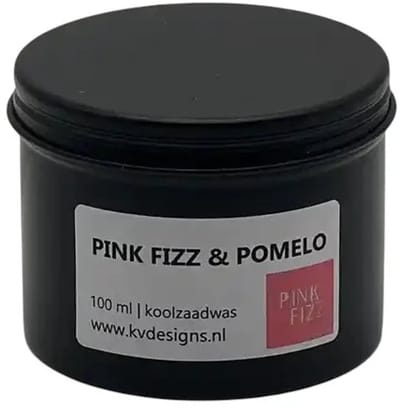 Geurkaars 100ml – Pink Fizz & Pomelo – Handgemaakt van Koolzaadwas – 40 branduren – KV DESIGNS