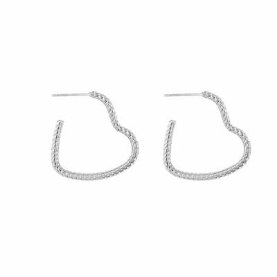 Bijoutheek Oorknoppen bewerkt hart (2,5cm) Zilver