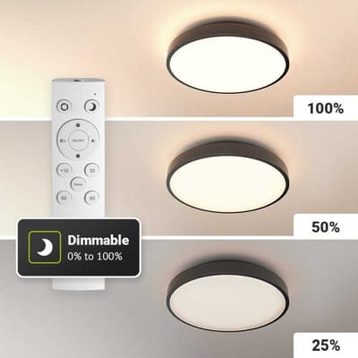 Badkamer plafondlamp zwart - IP44 waterdicht - 18 Watt 1800 lumen (100lm/w) - CCT lichtkleur instelbaar (3000K, 4000K & 6500K) - Incl. Afstandsbediening - Ø30 cm - LED Plafondlamp