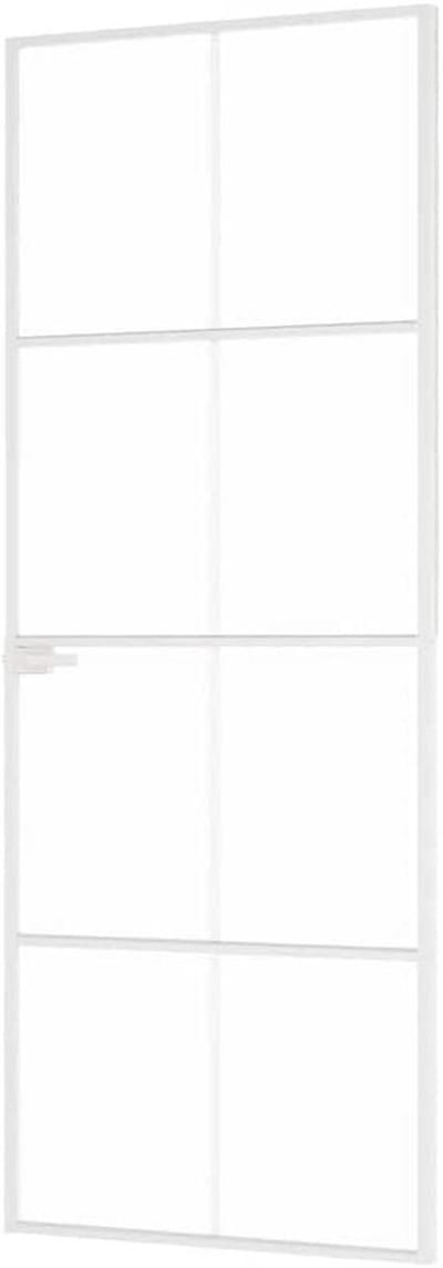 Binnendeur Glas - Kamerverdeler Deur - Ruimtes Scheiden - Smal Frame - 76x2015 cm - Wit