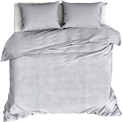 Linolux Dekbedovertrek Vintage Stripe White/Anthracite Lits-jumeaux 260