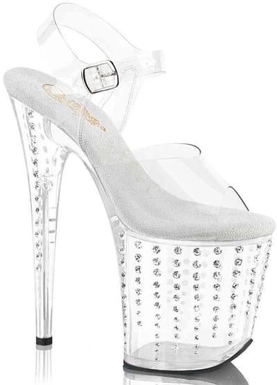 Pleaser - FLAMINGO808TDRS Sandaal met enkelband, Paaldans schoenen - US 5 - 35 Shoes - Wit/Transparant