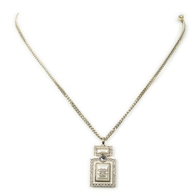 Pearl Rhinestone Perfume Bottle Necklace  Ketting