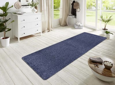 Effen deurmat - Clean & Go blauw/zwart 100x150