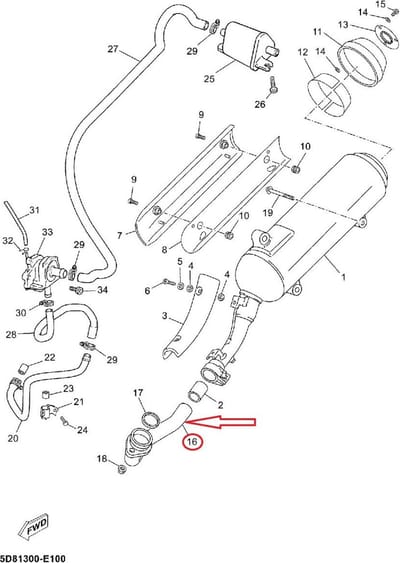 Coude Collecteur d'échappement pour scooter MBK 125 Skyliner 5D8-E4611-00 Neuf