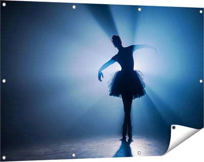 Gards Tuinposter Ballerina Silhouet - Ballet - 120x80 cm - Tuindoek - Tuindecoratie - Wanddecoratie buiten - Tuinschilderij