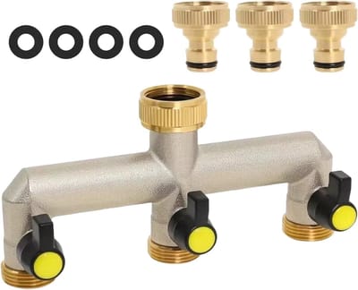 Sterke 3/4 inch water slangverdeler met afsluitklep, ideaal voor tuin en irrigatie, messing adapter voor optimale waterstroom