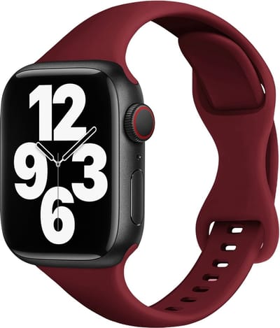By Qubix - Geschikt voor Apple Watch bandje - Siliconen sportbandje Slim Fit - Bordeaux - Geschikt voor Apple Watch 38mm / 40mm / 41mm / 42mm - siliconen sport bandje - smartwatchbandje