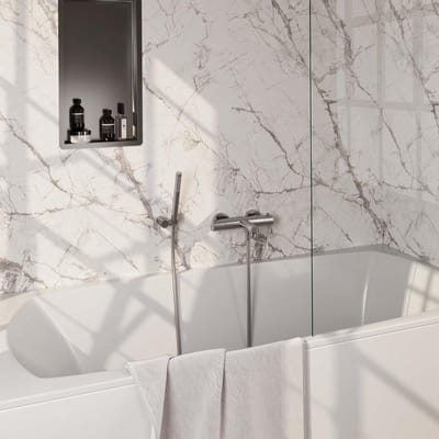 Brauer Brushed Edition Opbouw Baddouche Thermostaatkraan - Wandhouder - Staaf - Doucheslang - Handdouche - Rvs Geborsteld Pvd