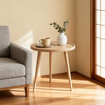 Ronde bijzettafel - Salontafel nachtkastje - Woonkamer inrichten - Massief hout ontwerp - Ø40 cm - Licht hout