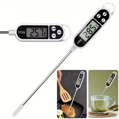 CHPN - Digitale thermometer voor in de keuken - Kookthermometer - Voedsel temperaturen - Keuken temperatuurmeter - Wit - Tot 300°C - Keukentool