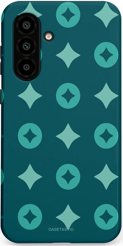 Casetastic hoesje geschikt voor Samsung Galaxy A36 / Samsung Galaxy A56 - Dubbellaagse bescherming - Retro sterren - Fashion Case - Petrol