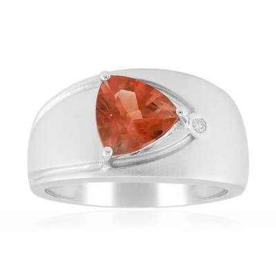 Cavill - 925 Sterling Zilveren Ring - 0,867 ct Oregon Zonnesteen Triljant - Tanzaanse Zirkoon - Moderne Elegante Luxe Damesring