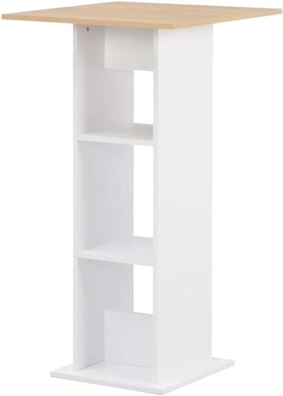 Bartafel set - Hoge tafel - Gezellig borrelen - Compact design - 60 x 60 cm - Wit eiken