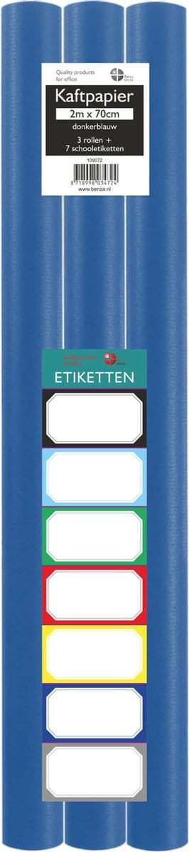 Benza Kaftpapier Schoolboeken - Donkerblauw - 200 x 70 cm - 3 rollen