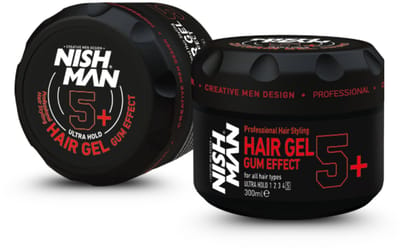 Nishman Haargel Gum Effect 5+ 300ml – Ultra Sterke Hold, Schilfervrij & Makkelijk Uitwasbaar