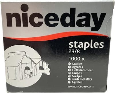 Niceday Nietjes 23/8 – Gegalvaniseerd – 1000 Stuks – Tot 40 Vel – Kantoor & Thuisgebruik