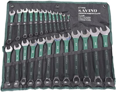 25-delige groene dip-combinatiesleutelset - 6 mm tot 32 mm, veelzijdige en duurzame sleutelset voor doe-het-zelf en industrieel gebruik