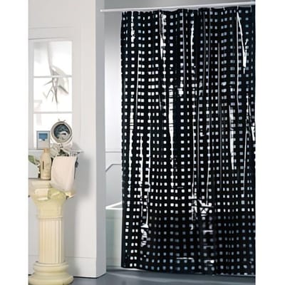 Douchegordijn - MSV - 180x200cm - PVC - Zwart - Contemporain zwart