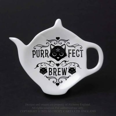 Alchemy - Purrfect Brew Theelepel/Theezak houder - Wit/Zwart
