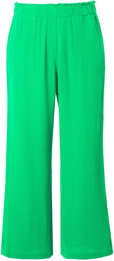 Studio Untold - Dames - Broek wijde pijpen mousseline elastische tailleband - Smaragdgroen - Maat 42