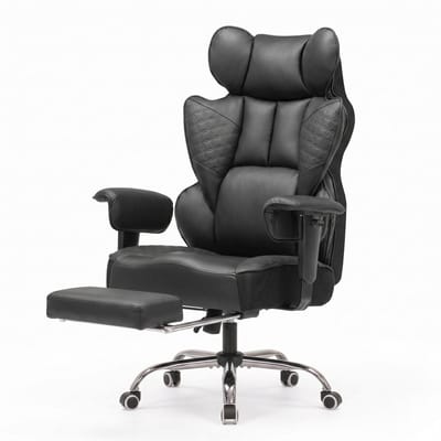 NordHaus Ergonomische Gamingstoel - Luxe Bureaustoel met Pocketvering Lendensteun - Verstelbare Armleuningen - Voetsteun - Zwart - 150 kg