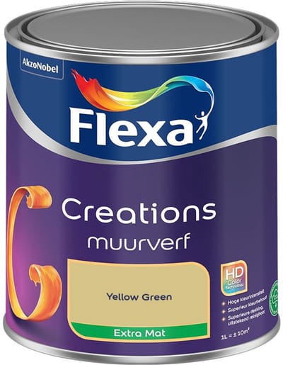 Flexa - Creations Muurverf Extra Mat - Yellow Green - Mengverf - 1 L