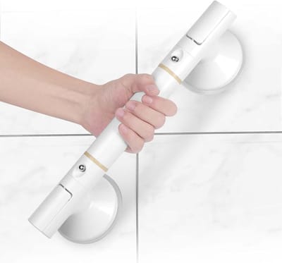 Zuignap Handgreep – Veiligheidsgreep - Handgreep douche - Demontabel – Sterke Zuignappen – Anti-slip– Geen Boren – Valpreventie – Voor Badkamer, Douche, Toilet – 35cm – Wit