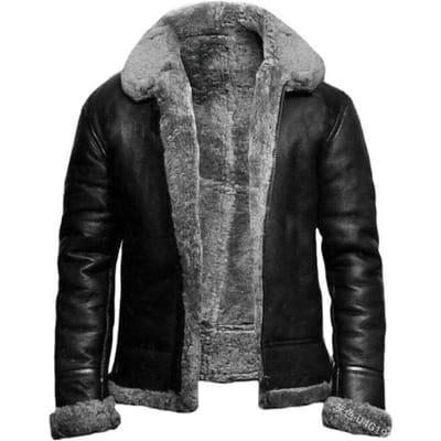 Heren Herfst- en Winterjas uit één stuk met lange mouwen van kunstbont 5XL grijs