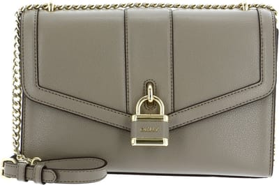 DKNY Leren Schoudertas Ella Shoulder Bag with Flap Toffee Bruine