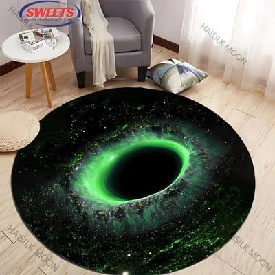 3D Kosmische Melkweg Zwart Gat Bedrukt Rond Tapijt, Speelmat voor Kinderen Woonkamer Slaapkamer Tapijt, Stoel Tapijt Computerkamer Rond Mat Diameter -60cm