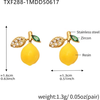 Pendentif Citron, Boucles d'Oreilles Zirconium, Mode Européenne et Américaine Personnalité Polyvalente Tempérament Jolies Boucles d'Oreilles Puce Fleur yellow