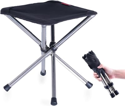 Vouwbare Campingstoel - Lichtgewicht 4-Poots Stoel voor Buiten, BBQ, Picknick en Binnengebruik (Zwart - L)