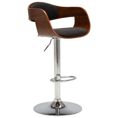 vidaXL - Barkruk - gebogen - hout - en - stof - grijs