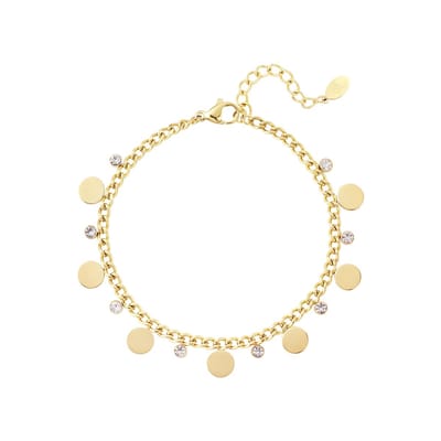 Armband circels met strass - Yehwang - Armband - 16 + 3 cm - Goud