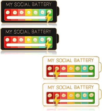 Sociale Batterij Pins - Stemming Speldjes - Persoonlijke Expressie - 7 Emoties Instelbaar - 5.2 x 4.5 cm
